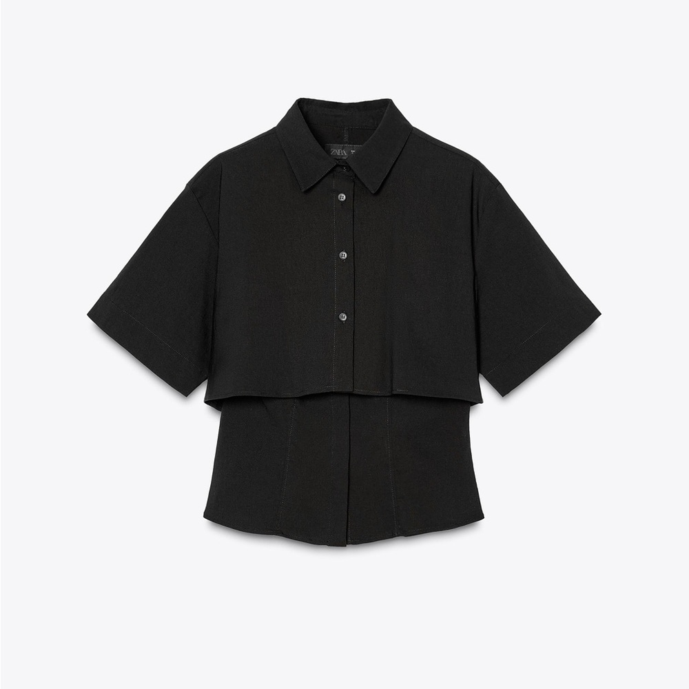 ZARA DOUBLE LAYER SHORT SLEEVE SHIRT